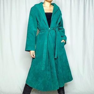 80s ultrasuede belted trench coat